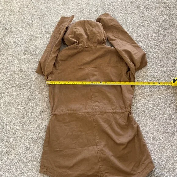 Vintage Faded Glory Hooded Utility Jacket with Drawstring Waist Aztec Lining S - Picture 11 of 11